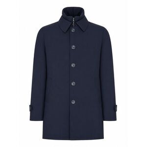 Herno Men Waterproof Technical Fabric Coat With Buttons And A High Collar